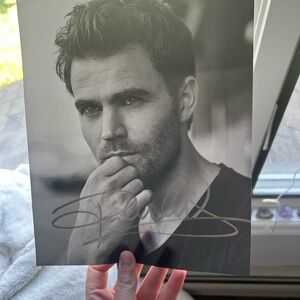 Signed 8x10 Black White Photograph Paul Wesley Stefan Salvatore Vampire Diaries